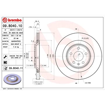

BREMBO brzdový kotouč 09.B040.11, sada 2 ks