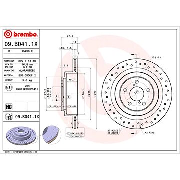 

BREMBO brzdový kotouč 09.B041.1X, sada 2 ks
