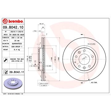 

BREMBO brzdový kotouč 09.B042.11, sada 2 ks
