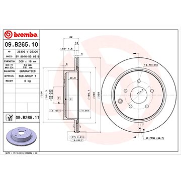 

BREMBO brzdový kotouč 09.B265.11, sada 2 ks