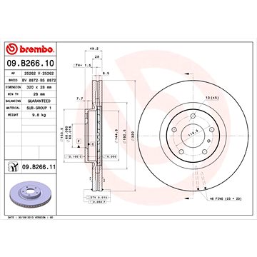 

BREMBO brzdový kotouč 09.B266.11, sada 2 ks