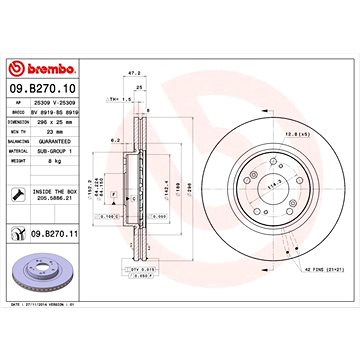 

BREMBO brzdový kotouč 09.B270.11, sada 2 ks