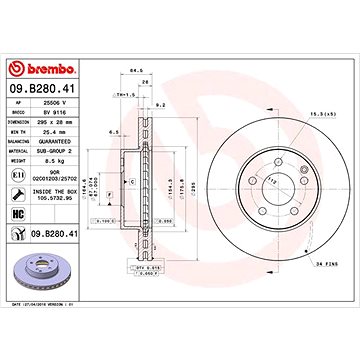 

BREMBO brzdový kotouč 09.B280.41, sada 2 ks