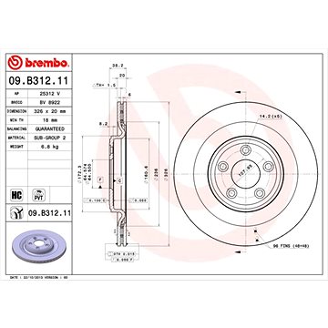 

BREMBO brzdový kotouč 09.B312.11, sada 2 ks