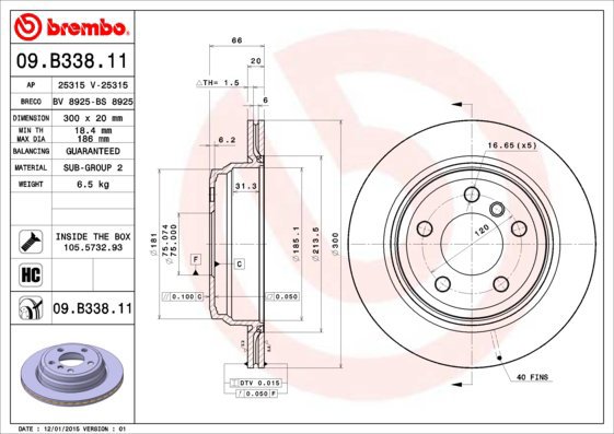 

BREMBO brzdový kotouč 09.B338.11, sada 2 ks