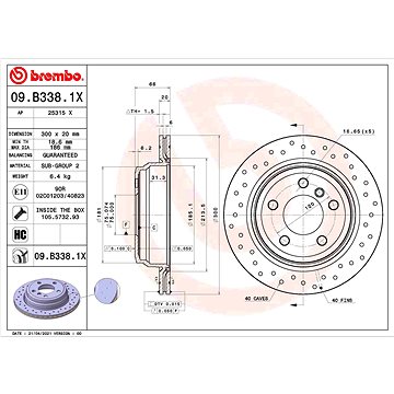 

BREMBO brzdový kotouč 09.B338.1X, sada 2 ks