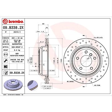 

BREMBO brzdový kotouč 09.B338.2X, sada 2 ks