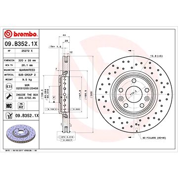 

BREMBO brzdový kotouč 09.B352.1X, sada 2 ks