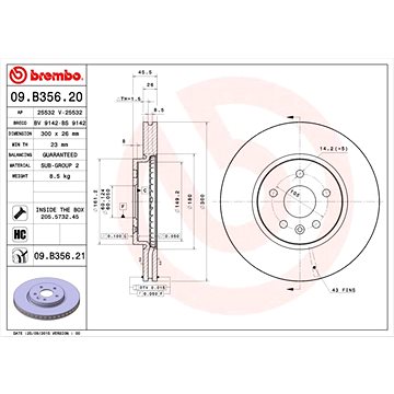 

BREMBO brzdový kotouč 09.B356.21, sada 2 ks