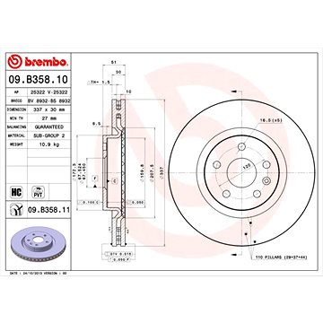 

BREMBO brzdový kotouč 09.B358.11, sada 2 ks