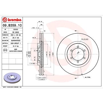 

BREMBO brzdový kotouč 09.B359.10, sada 2 ks