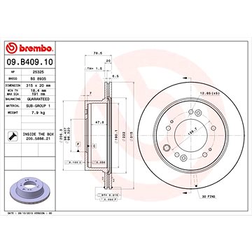 

BREMBO brzdový kotouč 09.B409.10, sada 2 ks