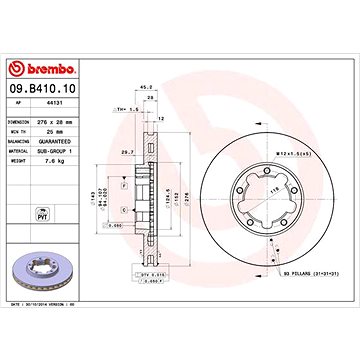 

BREMBO brzdový kotouč 09.B410.10, sada 2 ks