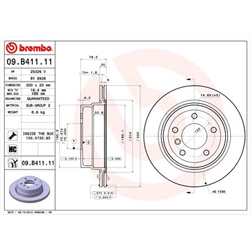 

BREMBO brzdový kotouč 09.B411.11, sada 2 ks