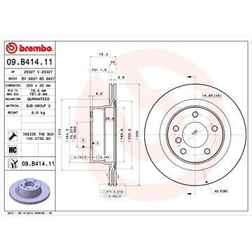 

BREMBO brzdový kotouč 09.B414.11, sada 2 ks