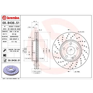 

BREMBO brzdový kotouč 09.B436.51, sada 2 ks