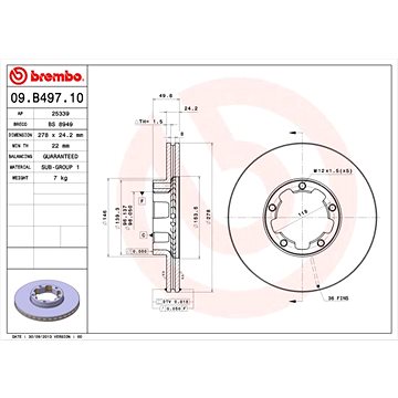 

BREMBO brzdový kotouč 09.B497.10, sada 2 ks