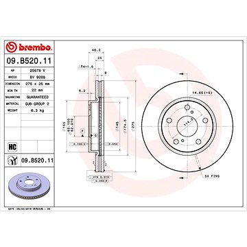 

BREMBO brzdový kotouč 09.B520.11, sada 2 ks
