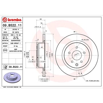 

BREMBO brzdový kotouč 09.B522.11, sada 2 ks