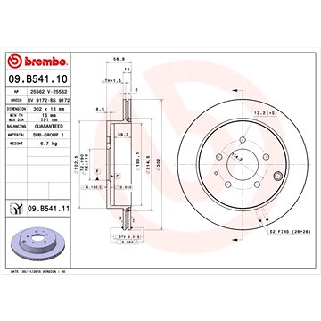 

BREMBO brzdový kotouč 09.B541.11, sada 2 ks