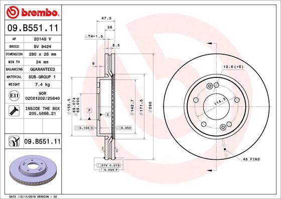 

BREMBO brzdový kotouč 09.B551.11, sada 2 ks