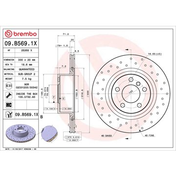 

BREMBO brzdový kotouč 09.B569.1X, sada 2 ks
