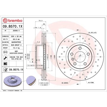 

BREMBO brzdový kotouč 09.B570.1X, sada 2 ks
