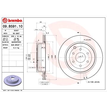 

BREMBO brzdový kotouč 09.B591.10, sada 2 ks