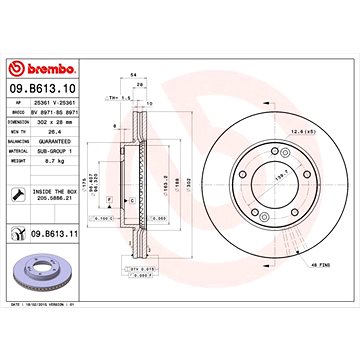 

BREMBO brzdový kotouč 09.B613.11, sada 2 ks