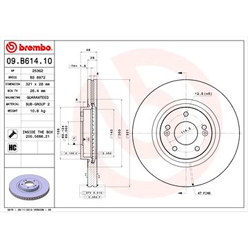 

BREMBO brzdový kotouč 09.B614.10, sada 2 ks