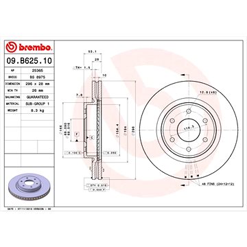 

BREMBO brzdový kotouč 09.B625.10, sada 2 ks