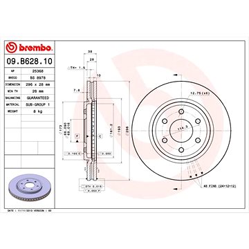 

BREMBO brzdový kotouč 09.B628.10, sada 2 ks