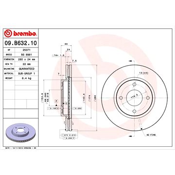 

BREMBO brzdový kotouč 09.B632.10, sada 2 ks