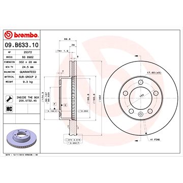 

BREMBO brzdový kotouč 09.B633.10, sada 2 ks