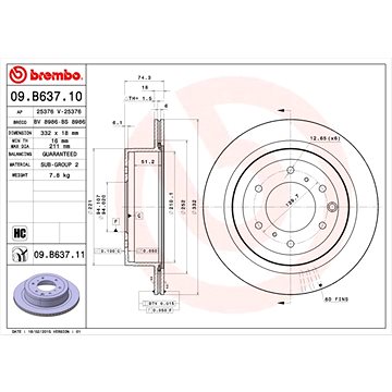 

BREMBO brzdový kotouč 09.B637.11, sada 2 ks