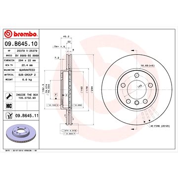 

BREMBO brzdový kotouč 09.B645.11, sada 2 ks