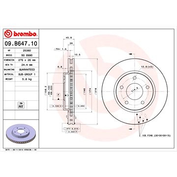 

BREMBO brzdový kotouč 09.B647.11, sada 2 ks