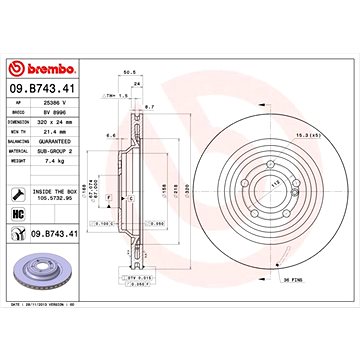 

BREMBO brzdový kotouč 09.B743.41, sada 2 ks