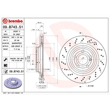 

BREMBO brzdový kotouč 09.B743.51, sada 2 ks