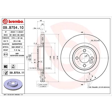 

BREMBO brzdový kotouč 09.B754.11, sada 2 ks