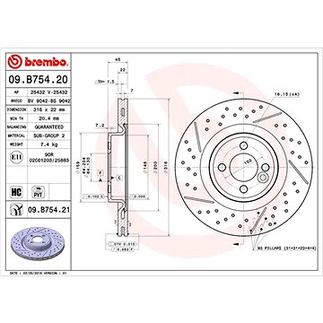 

BREMBO brzdový kotouč 09.B754.21, sada 2 ks