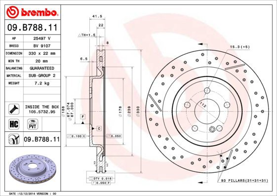 

BREMBO brzdový kotouč 09.B788.11, sada 2 ks