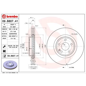 

BREMBO brzdový kotouč 09.B807.41, sada 2 ks