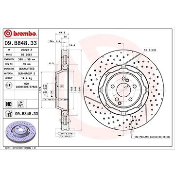 

BREMBO brzdový kotouč 09.B848.33, sada 2 ks