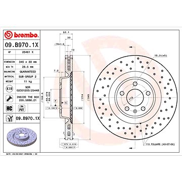 

BREMBO brzdový kotouč 09.B970.1X, sada 2 ks