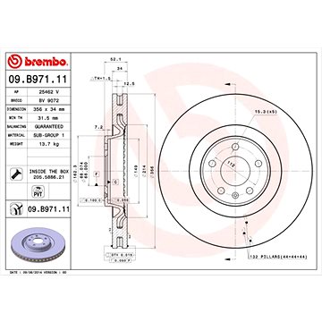 

BREMBO brzdový kotouč 09.B971.11, sada 2 ks