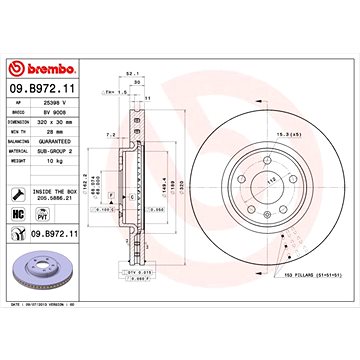 

BREMBO brzdový kotouč 09.B972.11, sada 2 ks
