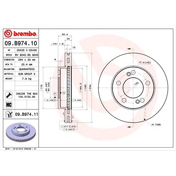 

BREMBO brzdový kotouč 09.B974.11, sada 2 ks
