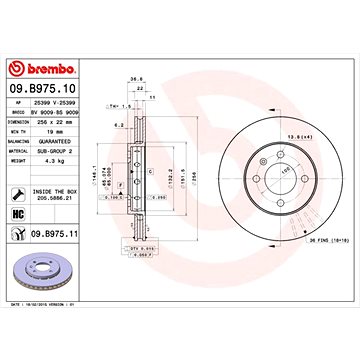 

BREMBO brzdový kotouč 09.B975.11, sada 2 ks