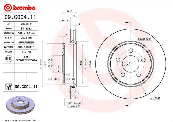 

BREMBO brzdový kotouč 09.C004.11, sada 2 ks